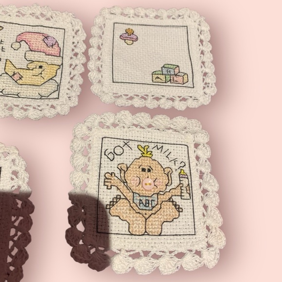 Handmade Cross Stitched Baby Milestone Cards - Picture 5 of 6